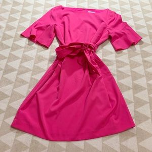 Eliza j pink belted flutter sleeve dress 12p